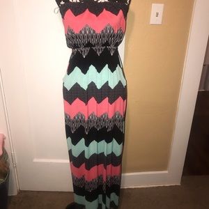 SOLD long, strapless dress.